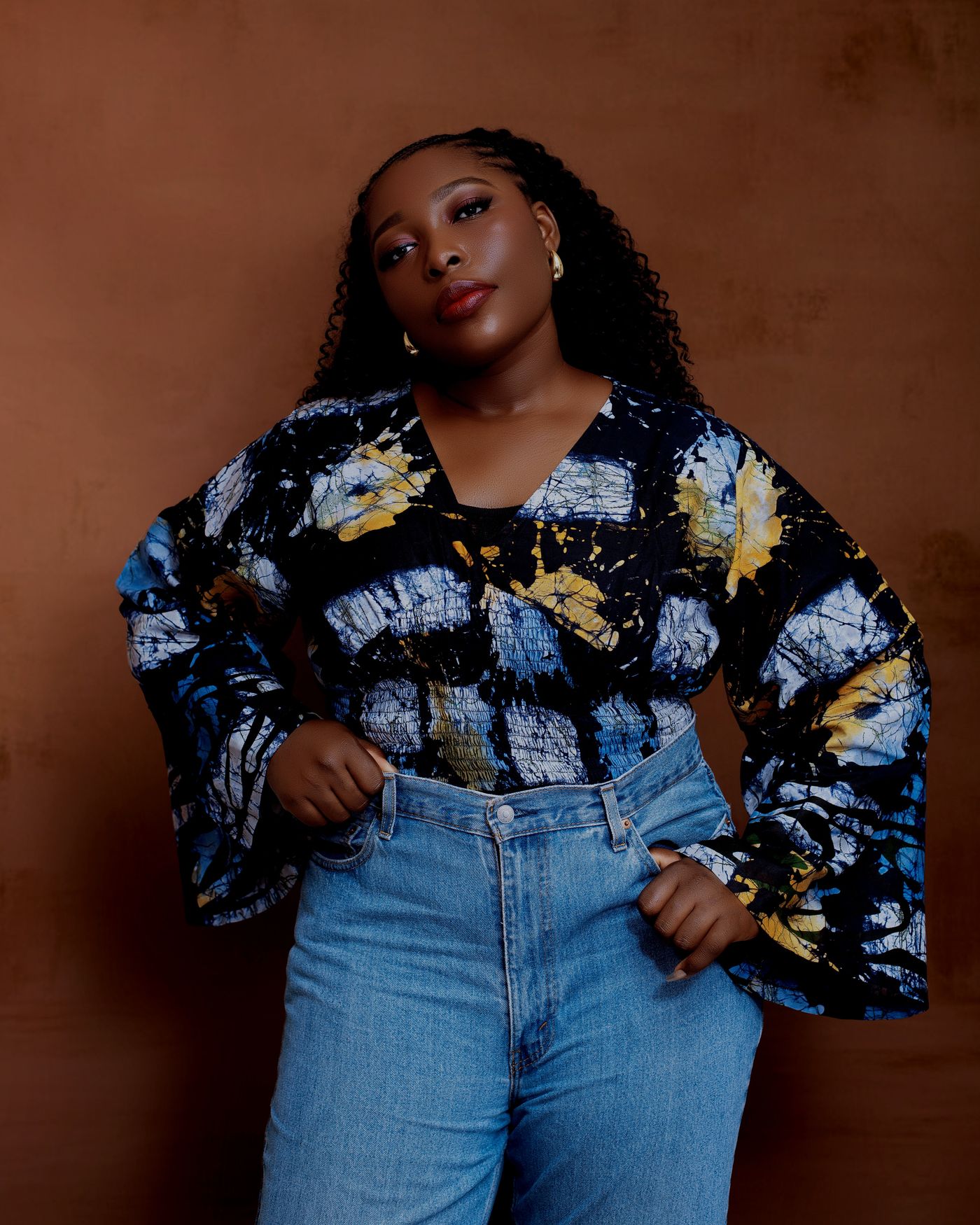 AYARA adire wide-sleeve top